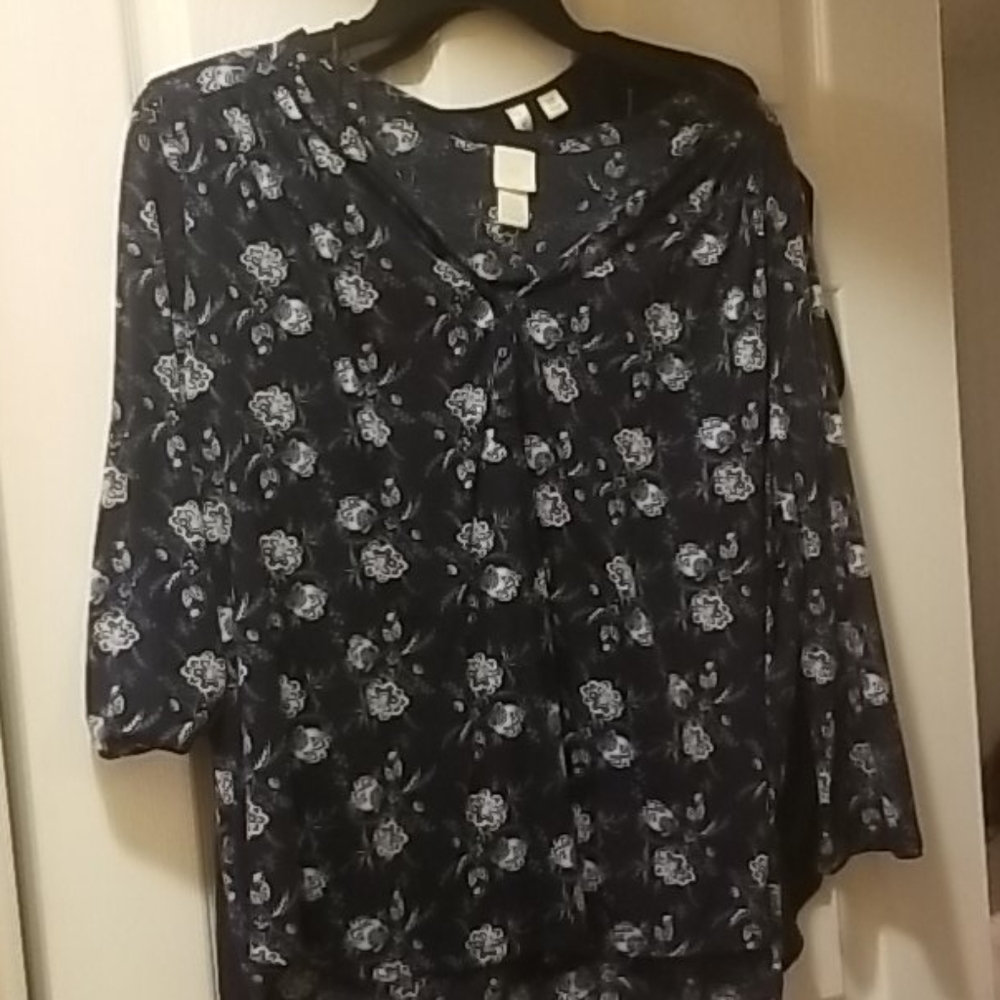 Blue patterned blouse